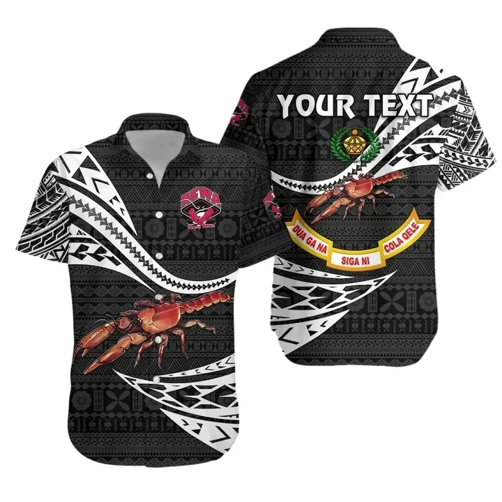 Rugbylife Shirt - (Custom Personalised) Rewa Rugby Union Fiji Hawaiian Shirt Unique Version - Black K8