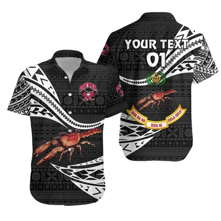 Rugbylife Shirt - (Custom Personalised) Rewa Rugby Union Fiji Hawaiian Shirt Unique Version - Black, Custom Text And Number K8