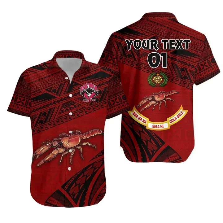 Rugbylife Shirt - (Custom Personalised) Rewa Rugby Union Fiji Hawaiian Shirt Special Version - Red NO.1, Custom Text And Number K8