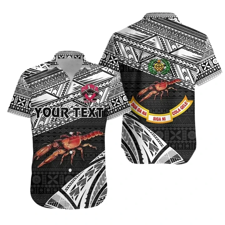 Rugbylife Shirt - (Custom Personalised) Rewa Rugby Union Fiji Hawaiian Shirt Special Version - Black K8