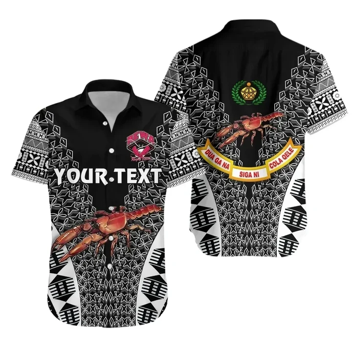 Rugbylife Shirt - (Custom Personalised) Rewa Rugby Union Fiji Hawaiian Shirt Tapa Vibes - Black K8