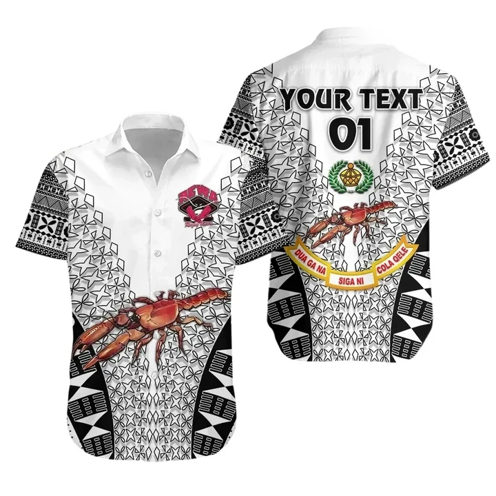 Rugbylife Shirt - (Custom Personalised) Rewa Rugby Union Fiji Hawaiian Shirt Tapa Vibes - White, Custom Text And Number K8