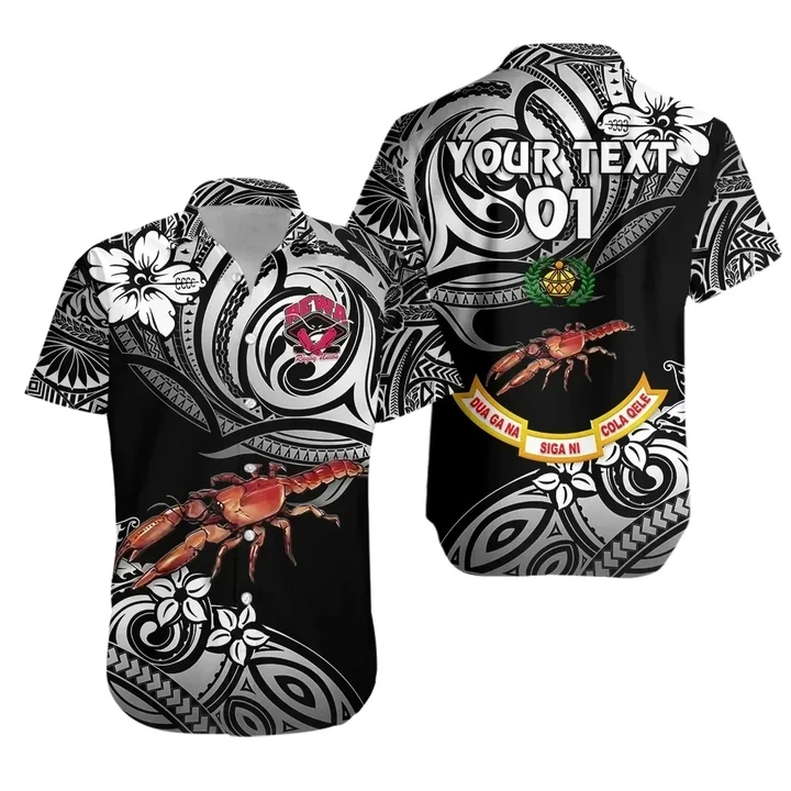 Rugbylife Shirt - (Custom Personalised) Rewa Rugby Union Fiji Hawaiian Shirt Unique Vibes - Black, Custom Text And Number K8
