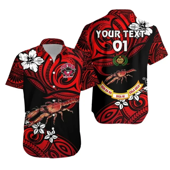 Rugbylife Shirt - (Custom Personalised) Rewa Rugby Union Fiji Hawaiian Shirt Unique Vibes - Red, Custom Text And Number K8