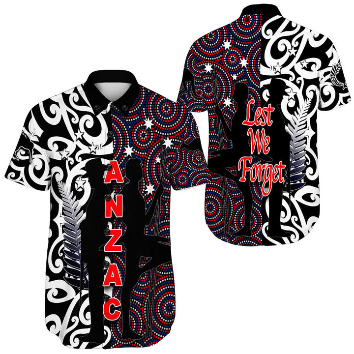 Rugbylife Clothing - Anzac Day Kangaroo Aboriginal & Kiwi Maori Short Sleeve Shirt