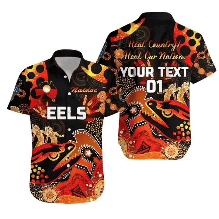 Rugby Life Shirt - (Custom Personalised) Parramatta Hawaiian Shirt Eels Indigenous Naidoc Heal Country! Heal Our Nation - Black, Custom Text And Number K8