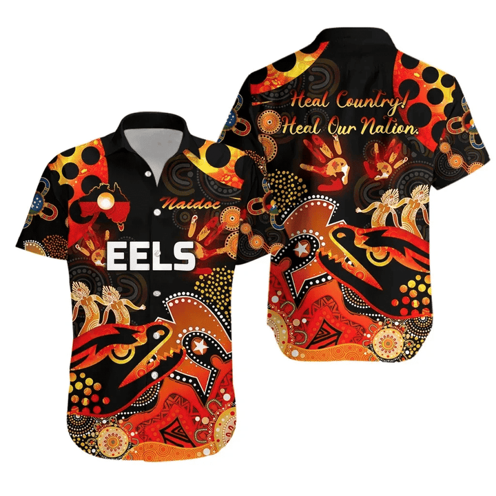 Rugby Life Shirt - Parramatta Hawaiian Shirt Eels Indigenous Naidoc Heal Country! Heal Our Nation - Black K8