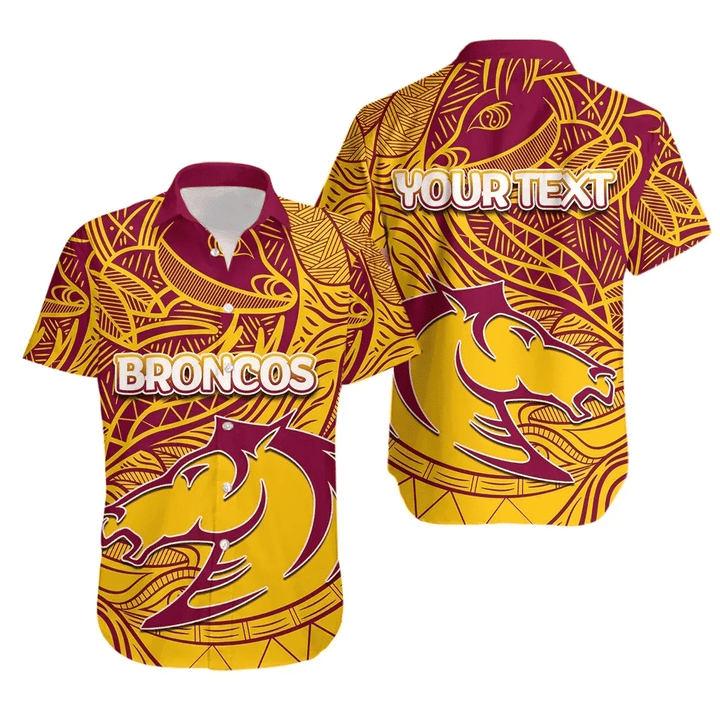 Rugby Life Shirt - (Custom Personalised)Brisbane Broncos Hawaiian Shirt Tribal Style TH4