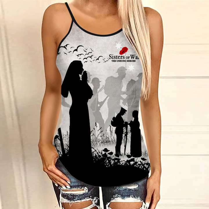 Anzac Day Sisters of War The Unsung Heroes Criss Cross Tank Top A35