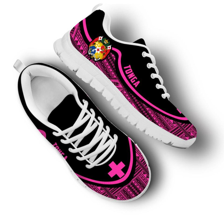 Tonga Wave Sneakers - Polynesian Pattern Pink Color Th0
