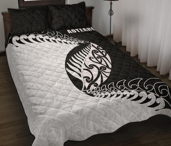Rugbylife Quilt Bed Set - Aotearoa Rugby Fern Quilt Bed Set White K4