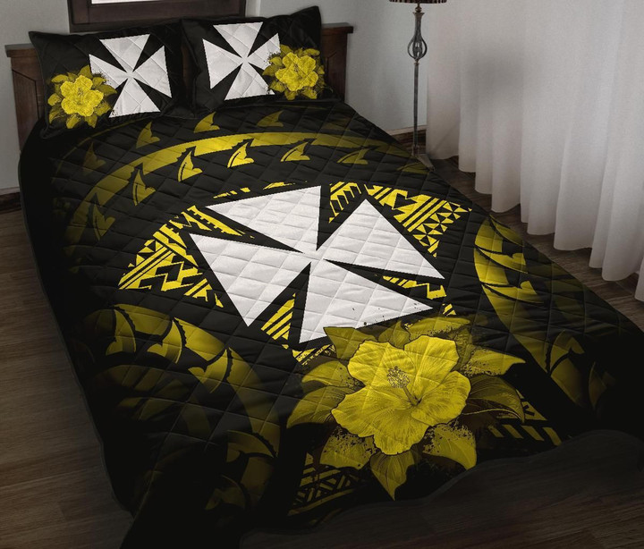 Wallis And Futuna Quilt Bed Set Hibiscus Yellow A02