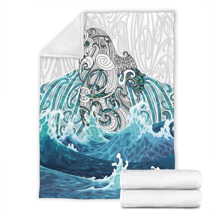 Maori Manaia The Blue Sea Premium Blanket, White K5