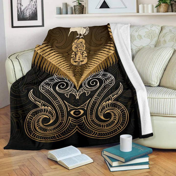 Maori Manaia New Zealand Premium Blanket Gold K4