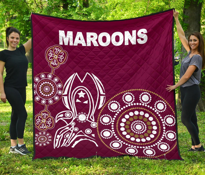 Queensland Premium Quilt Maroons Simple Indigenous K8