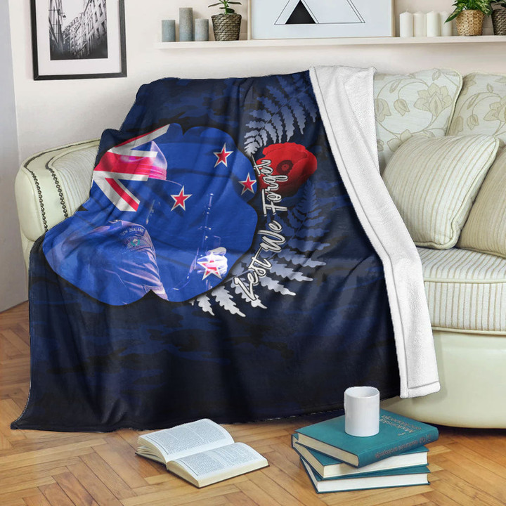 Rugbylife Blanket - (Custom) New Zealand Anzac Day Poppy Premium Blanket