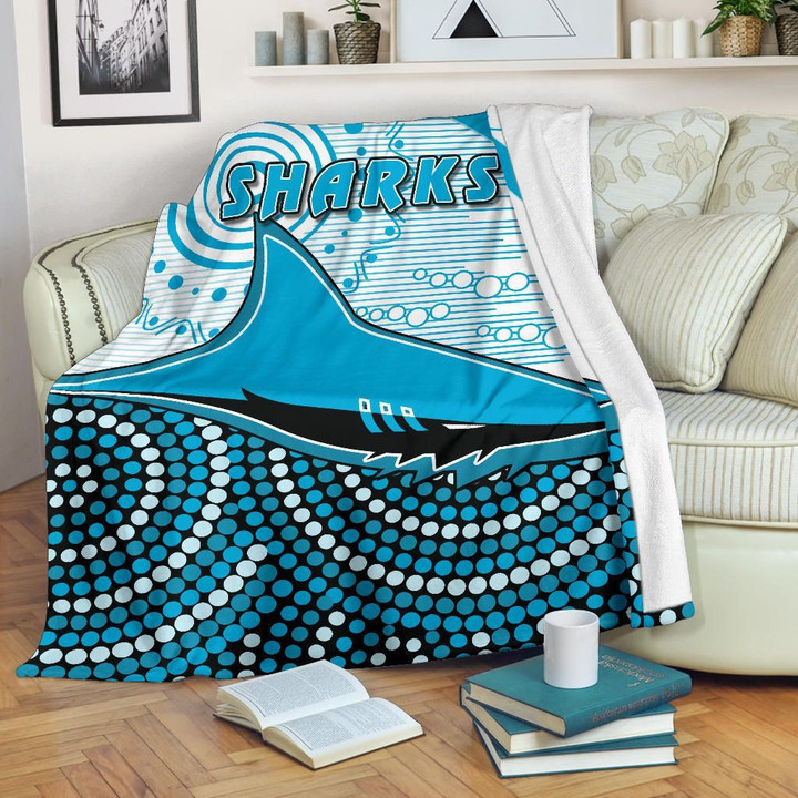 Rugby Life Premium Blanket - Sharks Premium Blanket Cronulla Indigenous Unique K13