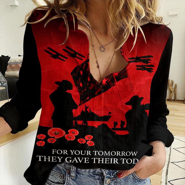 Anzac Day For Those Who Leave Never To Ruturn Women Casual Shirt A31