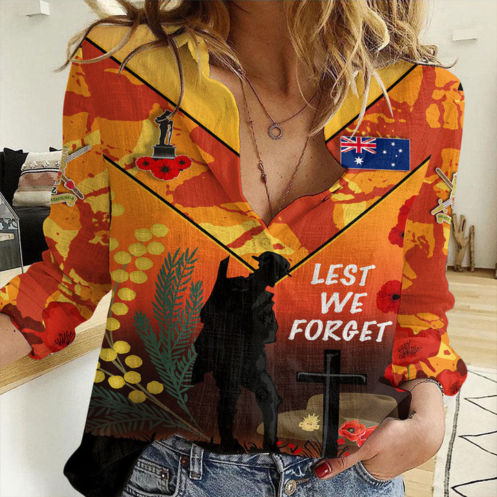 Australia Anzac Lest We Forget 2024 - Orange Women Casual Shirt A31