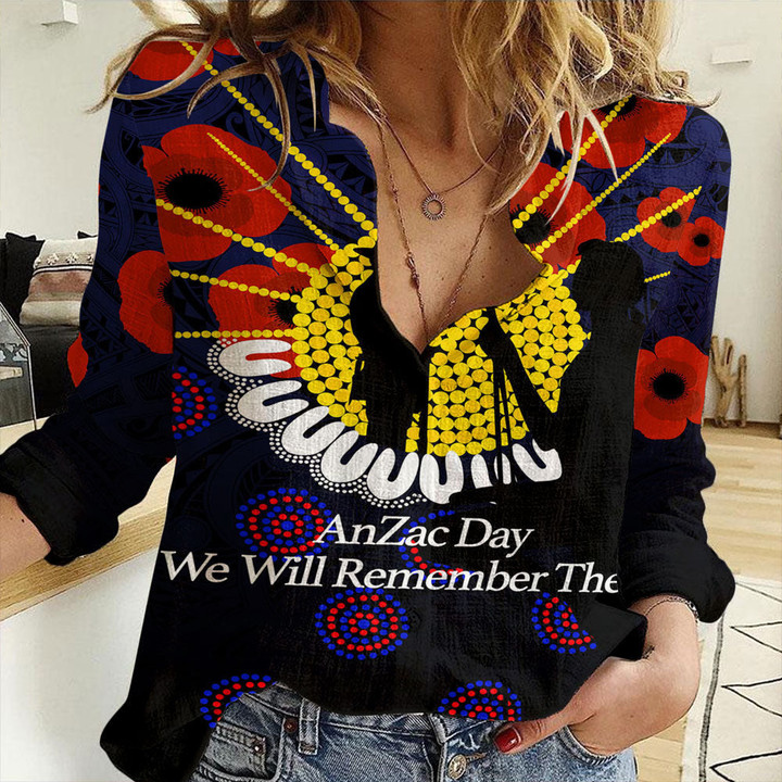 Anzac Day We Will Remember Them Women Casual Shirt A31