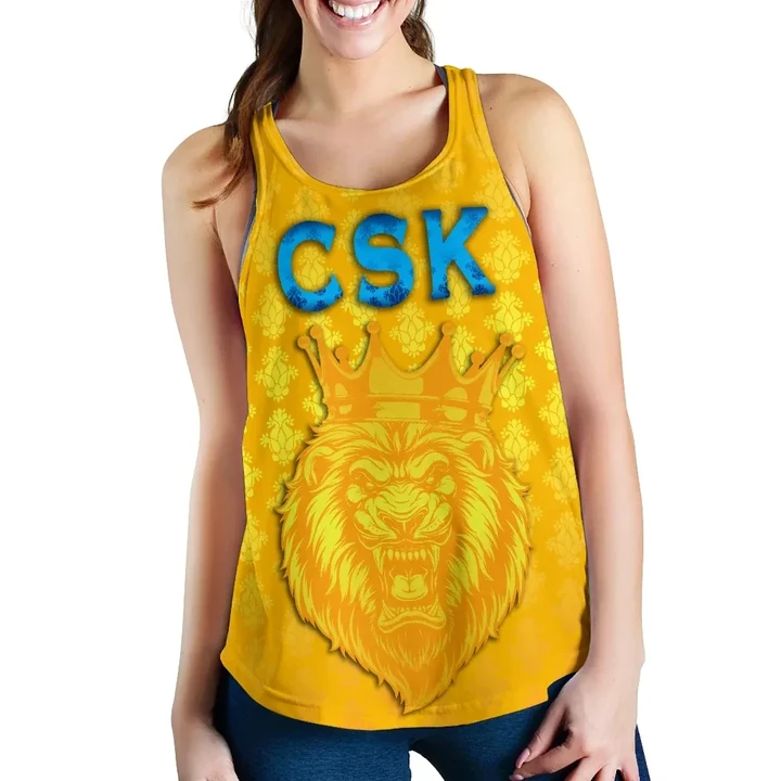 CSK Women Racerback Tank Cricket Traditional Pride - Yellow K8