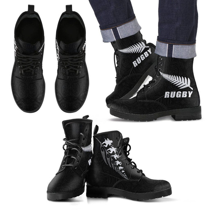 Rugbylife Boots - Rugby Haka Fern Leather Boots Black K4