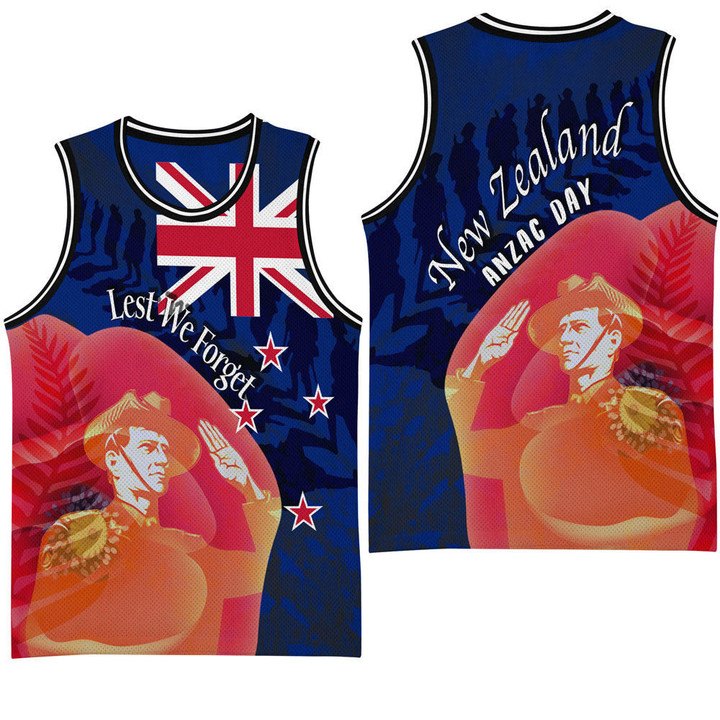 Anzac Day New Zealand Poppy - Basketball Jersey A95