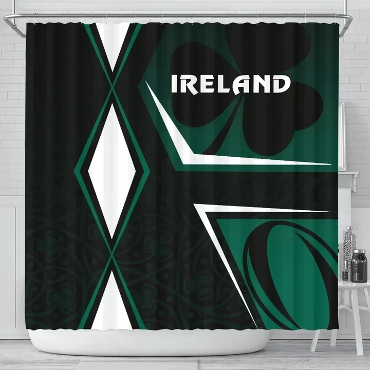 Rugbylife Shower Curtain - Irish Rugby Shower Curtain Celtic Shamrock Vibes K8