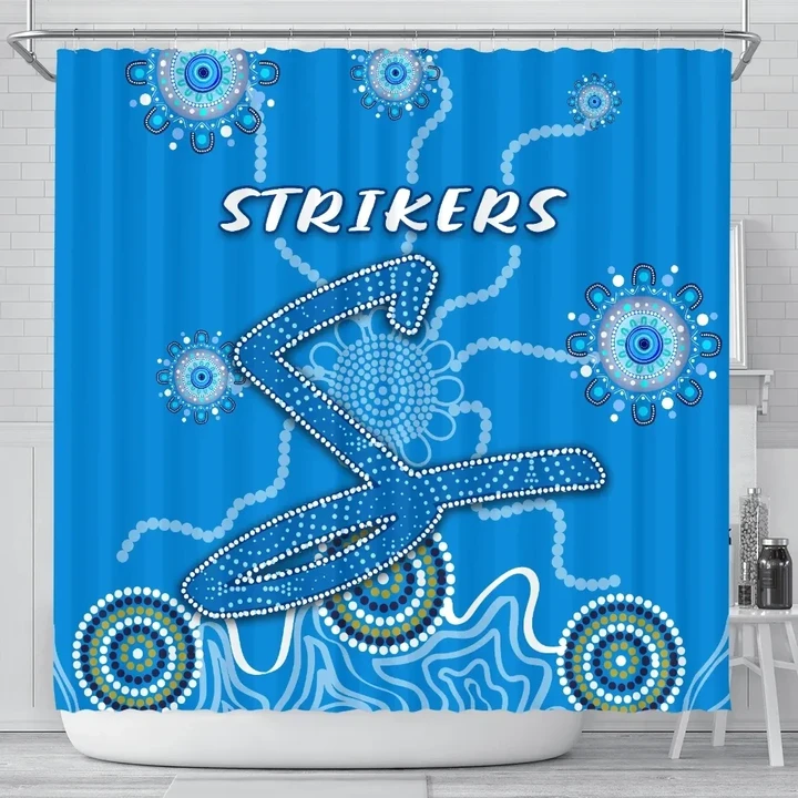 Strikers Shower Curtain Indigenous Blue Energy K8