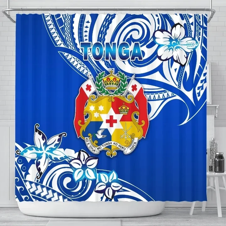 Rugbylife Shower Curtain - Mate Ma'a Tonga Rugby Shower Curtain Polynesian Unique Vibes - Blue K8