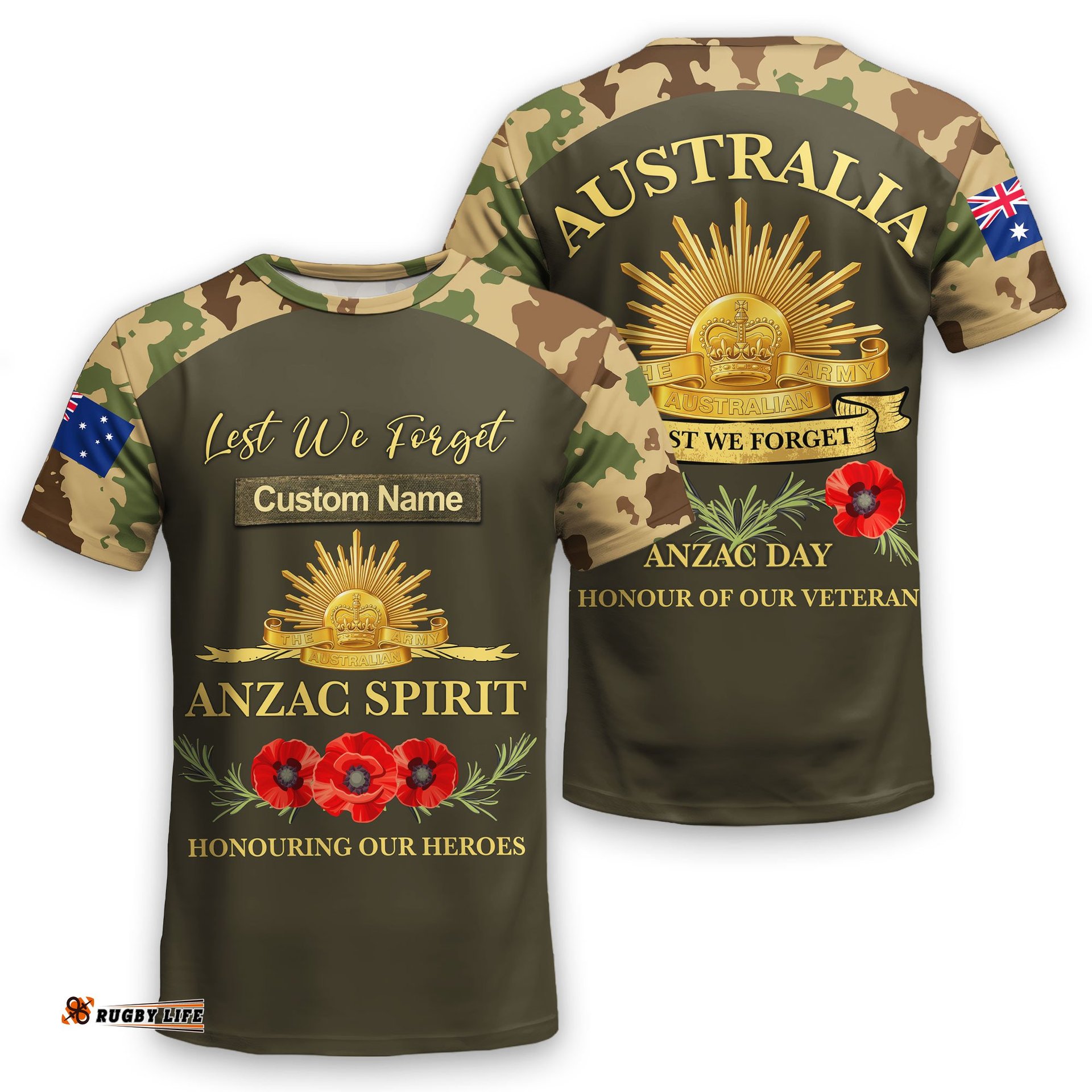 Australia Anzac Day Camouflage T-shirt L02