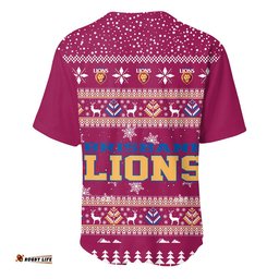 Brisbane Lions Ugly Christmas Faux Knit Baseball Shirt – Xmas Holiday Gift Pullover