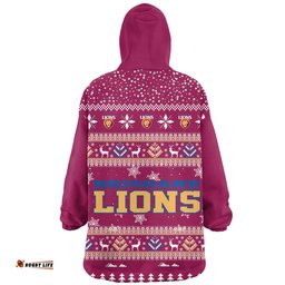 Brisbane Lions Ugly Christmas Faux Knit Blanket Hoodie – Xmas Holiday Gift Pullover