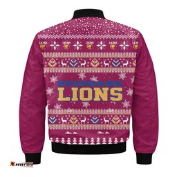 Brisbane Lions Ugly Christmas Faux Knit Bomber Jacket – Xmas Holiday Gift Pullover