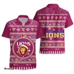 Brisbane Lions Ugly Faux Knit Christmas Hawaiian Shirt – Xmas Holiday Gift Pullover
