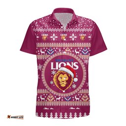 Brisbane Lions Ugly Faux Knit Christmas Hawaiian Shirt – Xmas Holiday Gift Pullover