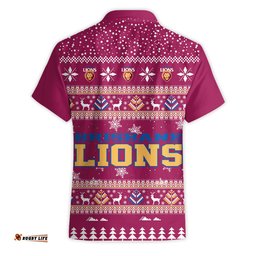 Brisbane Lions Ugly Faux Knit Christmas Hawaiian Shirt – Xmas Holiday Gift Pullover