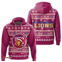 Brisbane Lions Ugly Faux Knit Christmas Hoodie – Xmas Holiday Gift Pullover