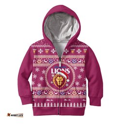 Brisbane Lions Ugly Faux Knit Christmas Kids Hoodie – Xmas Holiday Gift Pullover