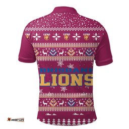 Brisbane Lions Ugly Christmas Faux Knit Polo Shirt – Xmas Holiday Gift Pullover