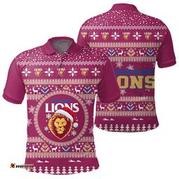 Brisbane Lions Ugly Christmas Faux Knit Polo Shirt – Xmas Holiday Gift Pullover