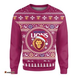 Brisbane Lions Ugly Christmas Faux Knit Sweatshirt – Xmas Holiday Gift Pullover