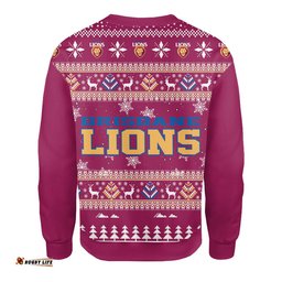 Brisbane Lions Ugly Christmas Faux Knit Sweatshirt – Xmas Holiday Gift Pullover
