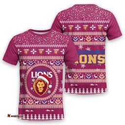 Brisbane Lions Ugly Christmas Faux Knit T-Shirt – Xmas Holiday Gift Pullover