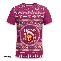 Brisbane Lions Ugly Christmas Faux Knit T-Shirt – Xmas Holiday Gift Pullover