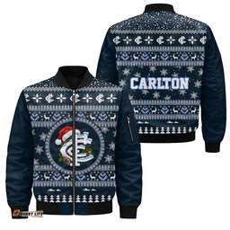 Carlton Ugly Christmas Faux Knit Bomber Jacket – Xmas Holiday Gift Pullover