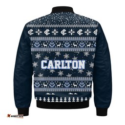 Carlton Ugly Christmas Faux Knit Bomber Jacket – Xmas Holiday Gift Pullover