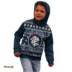 Carlton Ugly Faux Knit Christmas Kids Hoodie – Xmas Holiday Gift Pullover
