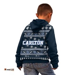 Carlton Ugly Faux Knit Christmas Kids Hoodie – Xmas Holiday Gift Pullover