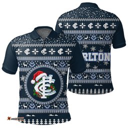 Carlton Ugly Christmas Faux Knit Polo Shirt – Xmas Holiday Gift Pullover